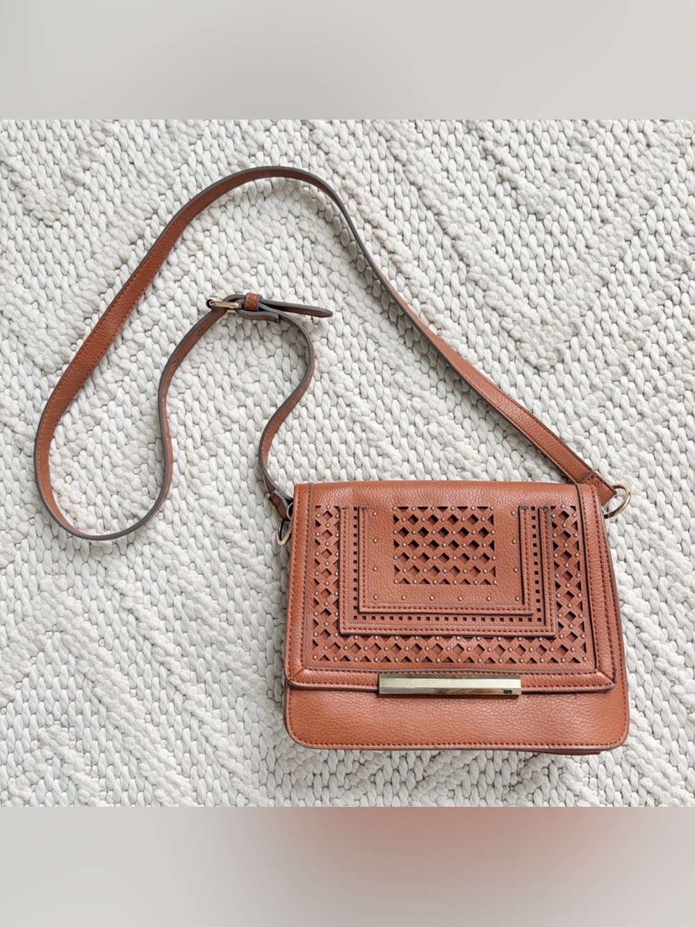 ALDO Camel Brown Studded Crossbody Bag Purse Like New